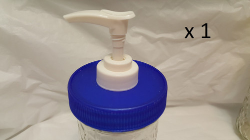 Simply Homemade (1) Blue Plastic Lid & Pump Mason Jar Soap/Lotion/Condiment Dispenser