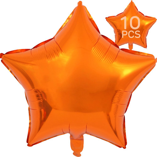 Orange Star Balloons 18 Inch, 10 Pcs Orange Star Shaped Mylar Helium Foil Metallic Balloon for Birthday Party Decorations Baby Shower Wedding Anniversary Backdrop Halloween Party Supplies