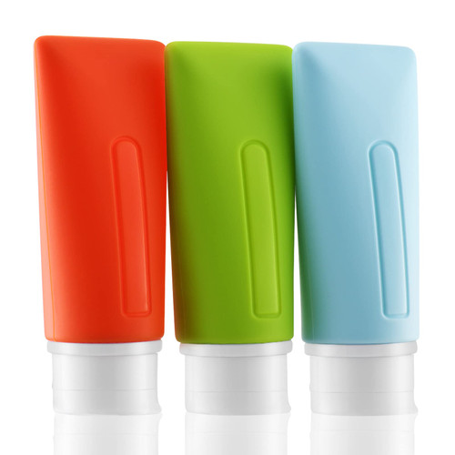 Tekson Travel Bottles for Toiletries, Tsa Approved Travel Containers, Silicone Leak-Proof Travel Size Bottle for Shampoo, Conditioner (3 Colors, 3oz)