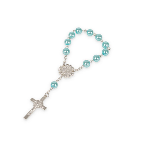 Hertos Blue Pearl Pocket Rosary Beads Medal Catholic Cross Religious Prayer Chaplet Handmade Communion Confirmation Car Hertos Blue Pearl Pocket Rosary Beads Medal Catholic Cross Religious Prayer Chaplet Handmade Communion Confirmation Car