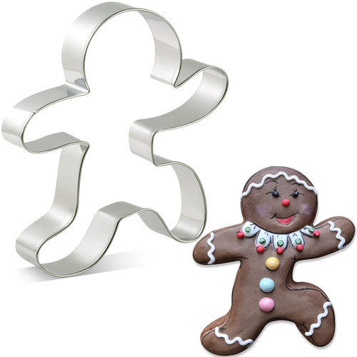 KENIAO Gingerbread Man Running Cookie Cutter Christmas, 4.2", Stainless Steel