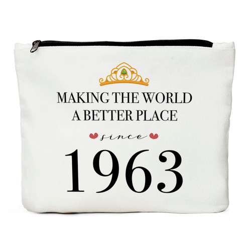 JIUWEIHU Women's 60th birthday gift, women's 60th birthday decoration - 60th birthday gift for friends, wives, sisters, grandmothers, colleagues and aunts - vintage perfect cosmetic bag of 1963