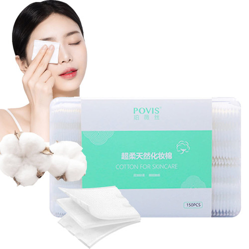 Premium Square Cotton Pads Classic 150 Count, 100% Cotton Not to Shed or Fall Apart Ultra Soft Perfect for Removing Makeup | Triple Layered Cosmetic Cotton Pads for Toner and Skincare Product
