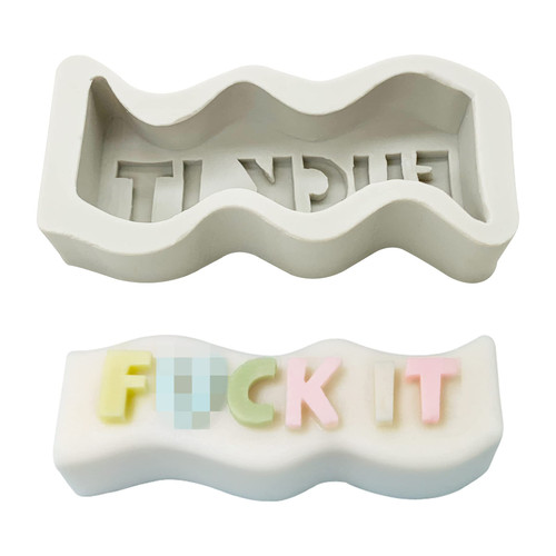 Wave Silicone Candle Mold Letter Pillar Resin Moulds for Aromatherapy Candles Resin Casting Homemade Soap Wax Polymer Clay DIY Craft Making (Fuck It)
