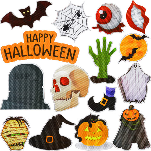 Zhengmy 15 Pcs Halloween Car Magnet Reflective Holiday Car Magnet Magnetic Halloween Decoration Stickers for Refrigerator Garage Door Halloween Pumpkin Ghosts Bat Magnet Cute Party Decor