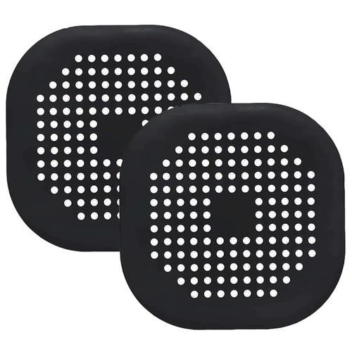 2 Pack Drain Hair Catcher Durable Silicone Hair Stopper Shower Drain Covers Easy to Install and Clean Suit for Bathroom Bathtub and Kitchen (Square Black 2Pack)