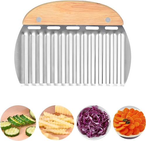 Crinkle Cutter Knife, Potato Crinkle French Fry Waffle Cutter for Veggies, Stainless Steel Vegetable Chopper Carrot Onion Slicer Salad Cutter Knife Home Kitchen Wavy Blade Soap Cutting Tool Crinkle Cutter Knife, Potato Crinkle French Fry Waffle Cutter for Veggies, Stainless Steel Vegetable Chopper Carrot Onion Slicer Salad Cutter Knife Home Kitchen Wavy Blade Soap Cutting Tool
