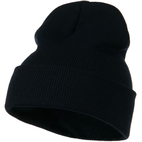 MG 12 Inch Long Knitted Beanie - Navy OSFM