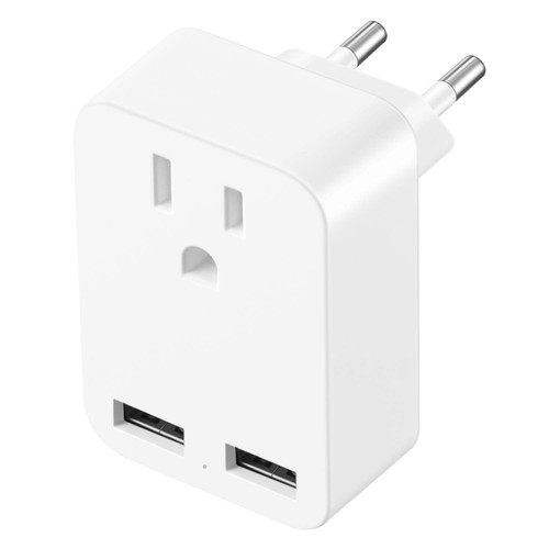 European Travel Plug Adapter, US to Europe Plug Converter with 2 USB Charging Ports for EU Spain Greece Iceland France Germany European Travel Plug Adapter, US to Europe Plug Converter with 2 USB Charging Ports for EU Spain Greece Iceland France Germany