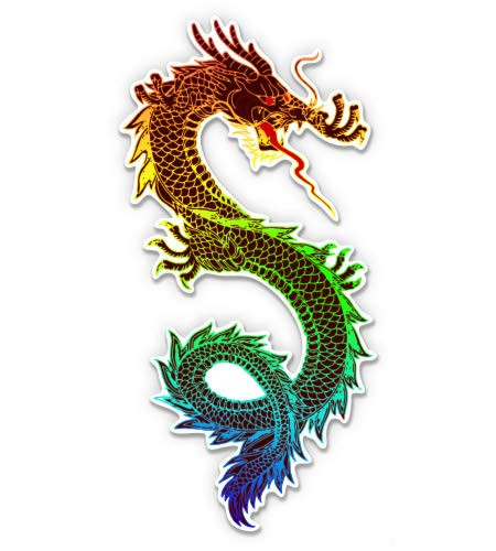 GT Graphics Colorful Dragon Fierce - 5" Vinyl Sticker - for Car Laptop I-Pad - Waterproof Decal