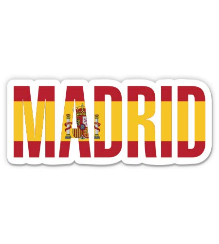 Madrid Spanish Flag - 5" Vinyl Sticker - for Car Laptop I-Pad - Waterproof Decal