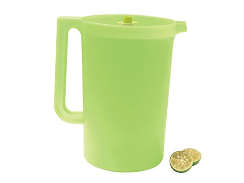 Tupperware 2 Quart Push Button Pitcher - Green with Lime/Aqua Blue Lid