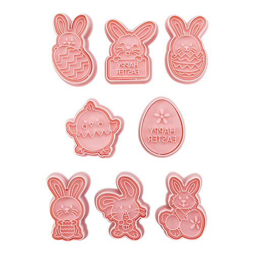 Easter Biscuit Stamp Mold Plastic Egg Bunny Chocolate Cake Mold Baking Tools 8PCS mould