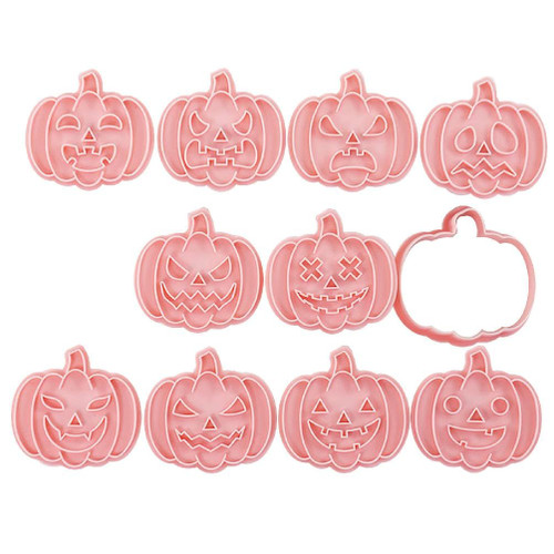 10Pcs Funny Halloween Pumpkin Biscuits Mold Cookie Stamps Fondant Biscuits Pastry Cookie Cutters For DIY Cake Baking Halloween Pumpkin Biscuits Mold Cutters Baking Sugarcraft Mold Cake DIY Supplies