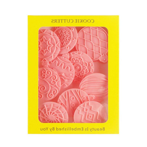 10Pcs Christmas Balls Biscuits Mold Cookie Stamps Set Fondant Biscuits Pastry Cookie Cutters For DIY Cake Baking Plastic Biscuit Mold Holiday Baking Tools