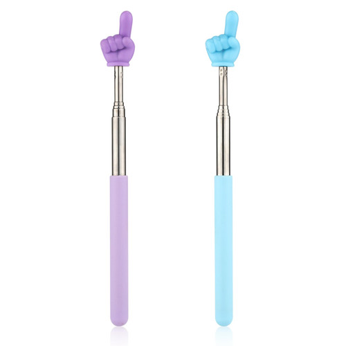 2pcs Retractable Teachers Pointer Sticks, Telescopic Finger Teachers Pointer for Classroom Presentation Whiteboard Extendable Hand Pointing Stick for Teachers Speakers (Blue, Purple)