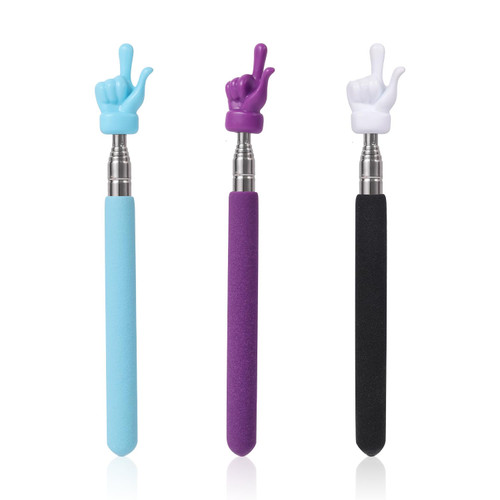 3pcs Telescopic Teachers Pointers, Mini Hand Extendable Pointing Stick Retractable Finger Pointer Whiteboard Pointer for Teacher Classroom Aids (Blue, Purple, Black)