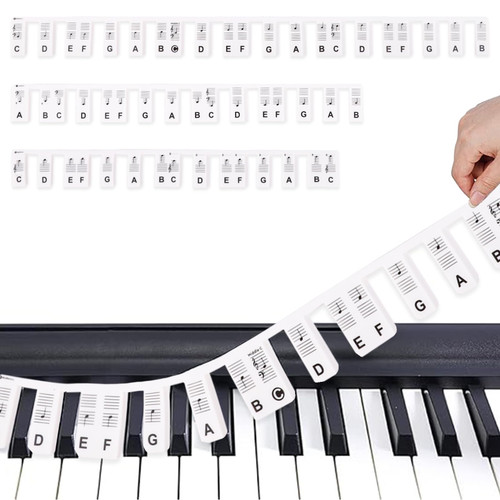 Removable Piano Keyboard Note Labels,Piano Notes Guide for Beginner,88 Key Full Size Silicone Piano Keyboard Stickers,Reusable,No Need Sticker, for Piano Learning (Black) Removable Piano Keyboard Note Labels,Piano Notes Guide for Beginner,88 Key Full Size Silicone Piano Keyboard Stickers,Reusable,No Need Sticker, for Piano Learning (Black)