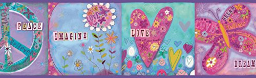 Chesapeake TOT46392B Lennon Blue Imagine Peace Portrait Wallpaper Border