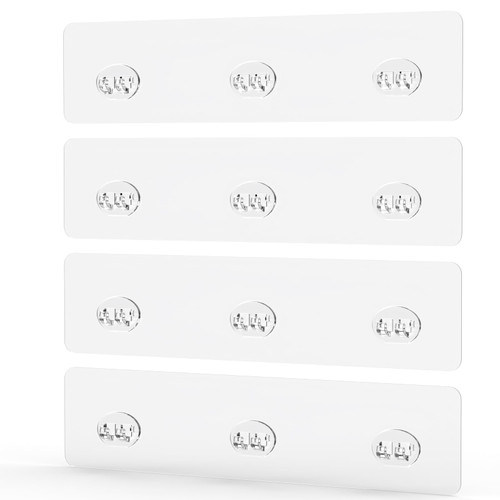 Jovware Shower Caddy Adhesive Replacement Stickers, Adhesive for Shower Caddy, Shower Shelf Adhesive Replacement, Shower Caddy Sticky Pads, Adhesive for Shower Shelves 4 Pack 3 Hooks 12"