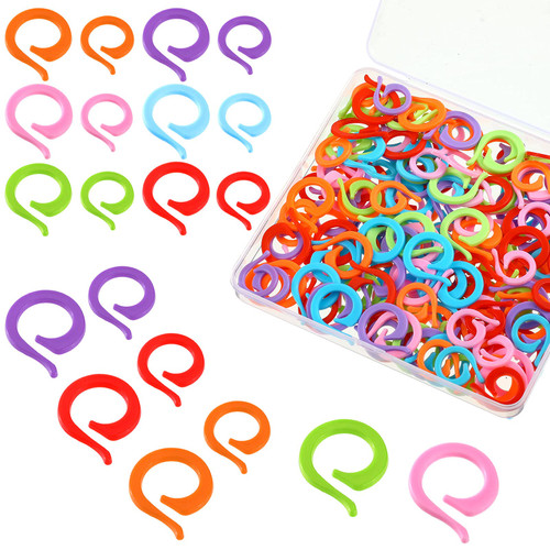 200 Pieces Knitting Stitch Markers Crochet Stitch Markers Colorful Knitting Crochet Markers Stitch Marker Ring Crochet Locking Sewing Accessories Plastic Knit Split Ring for DIY Handmade Crafts