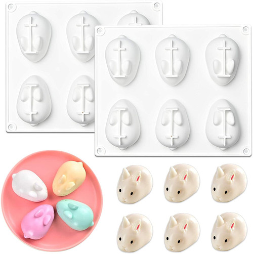 SMDN Bunny Silicone Mold, 6 Holes 3D Easter Silicone Bunny Chocolate Mold, Easter Rabbit Bunny Baking Mould for Mousse Cake Pudding Jelly Dessert Fondant Cheesecake Soap Ice Tray-2 pack SMDN Bunny Silicone Mold, 6 Holes 3D Easter Silicone Bunny Chocolate Mold, Easter Rabbit Bunny Baking Mould for Mousse Cake Pudding Jelly Dessert Fondant Cheesecake Soap Ice Tray-2 pack