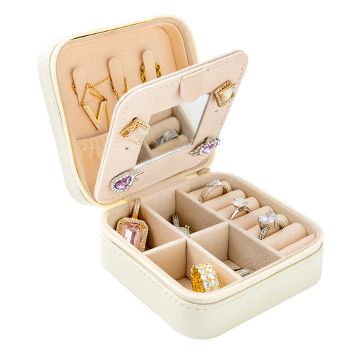 KElofoN Travel jewelry case Travel jewelry box Travel Jewelry Organizer Small Jewelry Organizer Box for Girls Women with Mirror(White KElofoN Travel jewelry case Travel jewelry box Travel Jewelry Organizer Small Jewelry Organizer Box for Girls Women with Mirror(White
