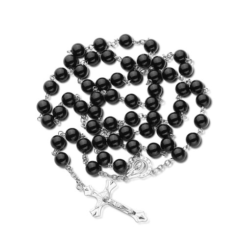 UILZ Rosary Beads Catholic for Women Handmade Wooden Catholic Rosay with Jesus Christ Crucifix Cross Real Healing Wooden Rosary Beads Yoga Meditation Prayer Bead Necklace