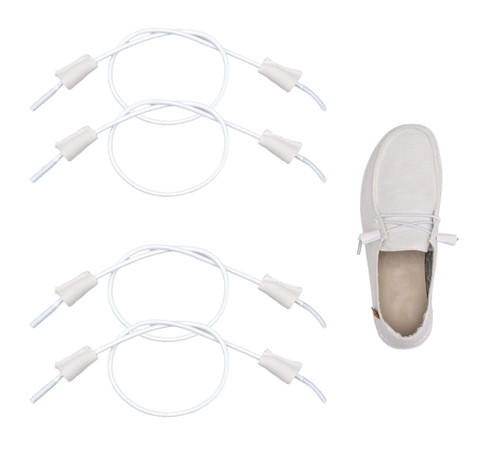 SONSIL Elastic Shoelaces Strings Replacement Laces for Hey Dude Shoes?No-Tie Laces (Two Pairs (White, 16In)