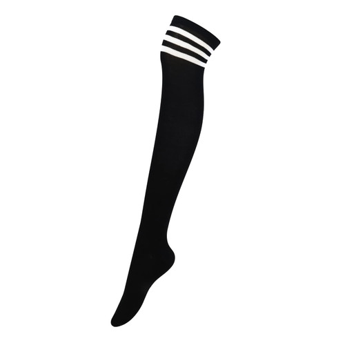 Intgoodluckycc Striped Thigh High Socks for Women, Long Knee High Socks, Cute Womens Over The Knee Socks Stockings (1 Pair - Black with White Stripes) Intgoodluckycc Striped Thigh High Socks for Women, Long Knee High Socks, Cute Womens Over The Knee Socks Stockings (1 Pair - Black with White Stripes)