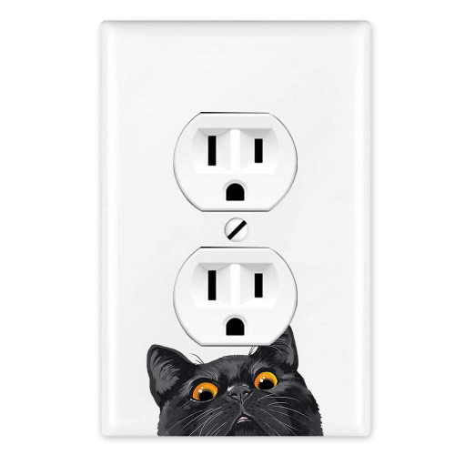 WIRESTER Duplex Outlet Cover Wall Plate/Switch Plate - Black Bombay Kitten Cat