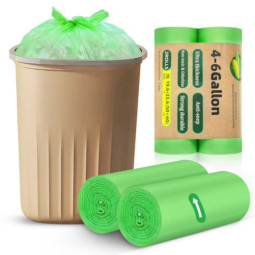 Small Trash Bags 4-6 Gallon, Qunbive Biodegradable Trash Bags, 0.87Mil, 70 Counts Small Garbage Bags, Unscented, Ultra Thick, Expanded Size 4 Gallon Trash Bag for Bathroom Kitchen Office and Car