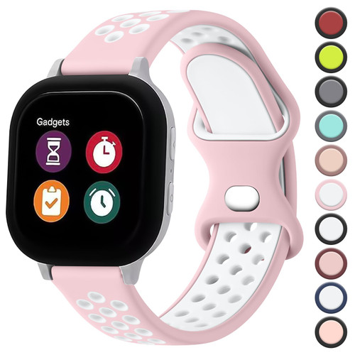 Meliya Silicone Band Replacement for Gizmo Watch 3 2 1 Bands/Gabb Watch 2 1 Bands for Kids, 20mm Breathable Waterproof Sport Gizmo Watch Band Replacement Gabb Watch Bands for Boys and Girls (Pink-White)