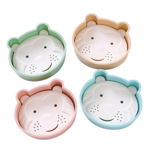 Cabilock Box Plastic soap Holder Plastic containers Bathroom soap Rack Kitchen soap Rack Cartoon Bear Shaped soap Container soap Container Rack face