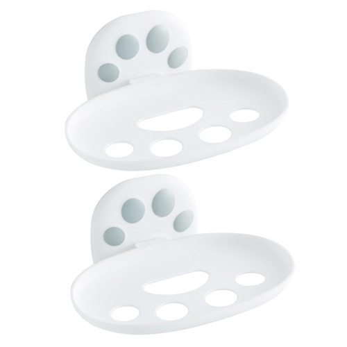 STOBAZA 2 Pcs Box Soap Box Wall Bathroom Shelf Soap Dishes Bathroom Creativesoap Dish Soap Soap Dish Shower Basket Cat Soap Holder Storage Box No Punching Plastic White