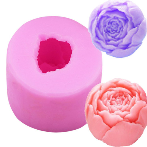 2PCS 3D Peony Flower Silicone Candle Molds Soap Flowers Molds Peonies Fimo Clay Mould Cake Decorating Silicone Jello Sugar Chocolate Fondant Molds