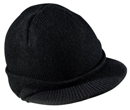 Knit Hat with Bill, Color: Black, Size: One Size