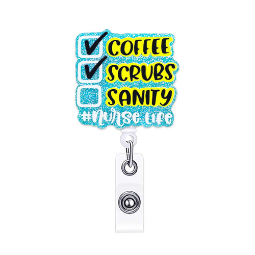 ANDGING Nurse Life Badge Reels Retractable for Nurses Coffee Scrubs Nurse Badge Reel Holder Glitter Nursing Badge Clip RN CNA LPN LVN Medical Assistant Student Badge Holder ID Card Office Accessories