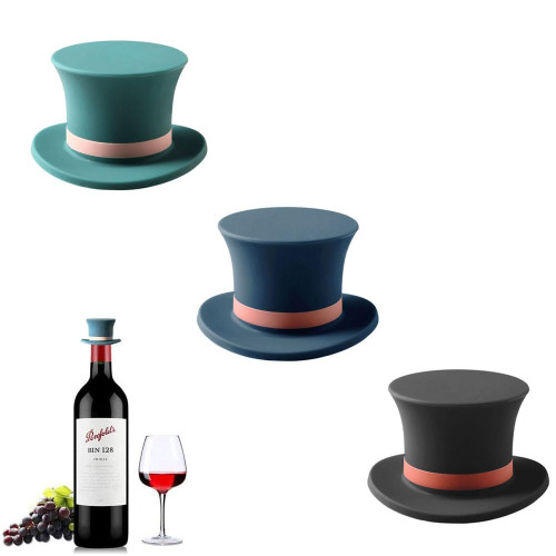 MosaiRudo Silicone Wine Stoppers, Reusable Hat-Shaped Bottle Caps Wine Champagne Beer Bottle Stopper For Kitchen Bar Tools (A 3pcs)