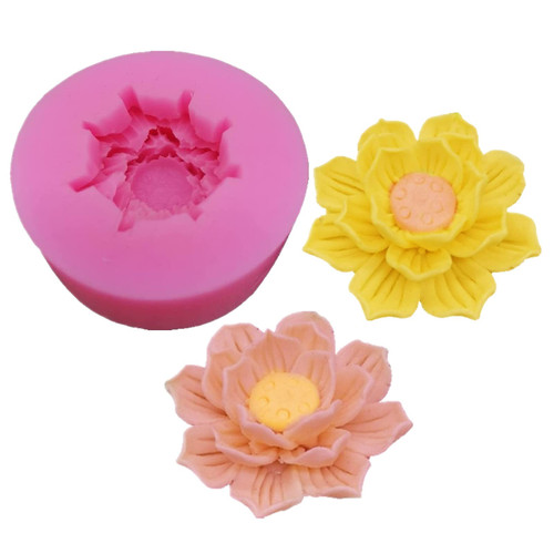 Blooming Lotus Flower Candle Silicone Mold Plaster Soap Wax Fondant Cake Chocolate Candy Baking Mold Epoxy Resin Clay Mould