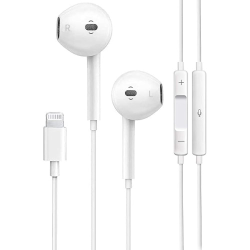 Headphones Wired Earbuds for iPhone with Lightning Connector [MFi Certified] In-Ear iPhone Earphones with Built-in Microphone & Volume Control Compatible with iPhone 14/13/12/11/XR/XS/X/8/7/SE, White