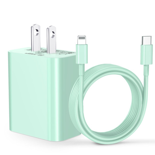 for iPhone Charger Fast Charging, [MFi Certified] 20W USB C Wall Charger with 6FT USB C to Lightning Cable, Fast iPhone Charger Cable Compatible with iPhone 14/13/12 Pro Max/11/Xs Max/XR-LightGreen