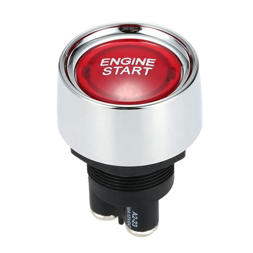Push to Start Switch, Engine Start Ignition Switch 12V 50A 3 Pin Momentary Engine Start Push Button Switch with Red Led Push to Start Button for Automotive, Boats, Marine, Truck, RV, Racing Car