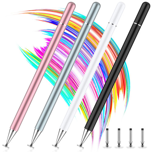 Stylus Pens for Touch Screen, 4 Pack Disc Universal Stylus Pen for iPad pro/iPhone/Android Tablets and All Capacitive Touch Screens (Black/White/Grey/Rosegold) Stylus Pens for Touch Screen, 4 Pack Disc Universal Stylus Pen for iPad pro/iPhone/Android Tablets and All Capacitive Touch Screens (Black/White/Grey/Rosegold)