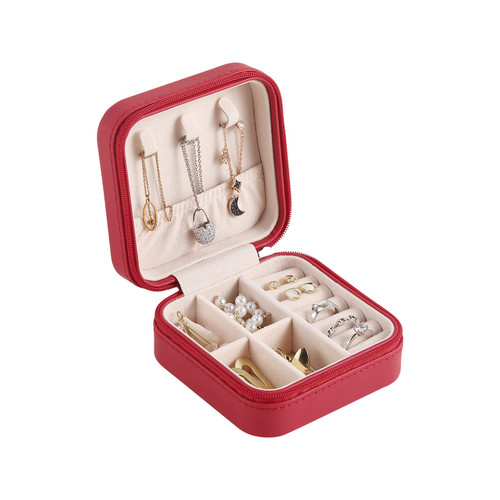 CASEGRACE Travel Jewelry Case, Small Jewelry Box Portable Jewelry Travel Organizer Display Storage Case for Rings Earring Necklace Bracelet, Gift for Women Girls, Red CASEGRACE Travel Jewelry Case, Small Jewelry Box Portable Jewelry Travel Organizer Display Storage Case for Rings Earring Necklace Bracelet, Gift for Women Girls, Red