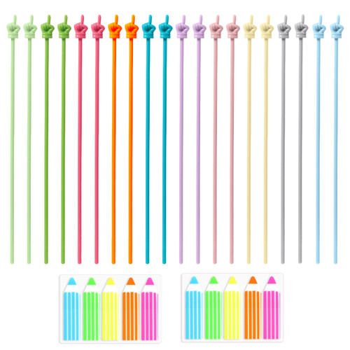 20pcs Mini Hand Pointers, Mini Pointer Finger with Adorable Adhesive Index Tabs for Reading Small Pointer Finger Sticks for Elementary Kindergarten Reading Teaching (Macaron Color)