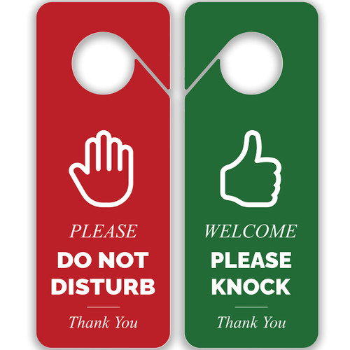 Do Not Disturb Door Hanger Sign, 2 Pack Double Sided, Red and Green, Please Do Not Disturb" and "Welcome Please Knock". Ideal for Office Home Clinic Dorm Online Class Video Call and Meeting Sessions.