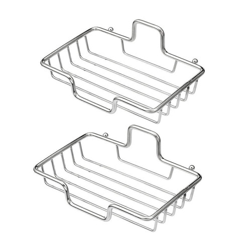 2pcs Shower Wall Soap Dish Holder, No-Drilling Reusable Shampoo Bar Soap Holder, Wall Mounted Suction Cup Soap Saver Dish Holder for Shower Bathroom, Tub and Kitchen Sink, Removable Soap Tray