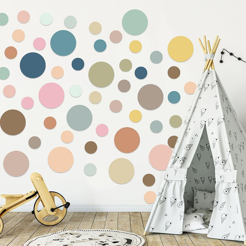 320 PCS Polka Dots Wall Decals Boho Rainbow Wall Stickers Colorful Circles Wall Decals Peel and Stick Neutral Removable Stickers for Nursery Bedroom Living Room Playroom Decor