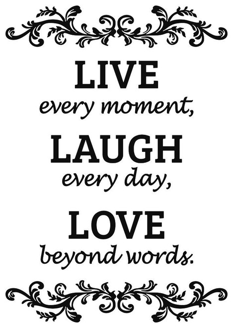 Live Every Moment, Laugh Every Day, Love Beyond Words Wall Decal Quote Decal Sticker Art Decor(15.7" Wx22.4 H, Black)
